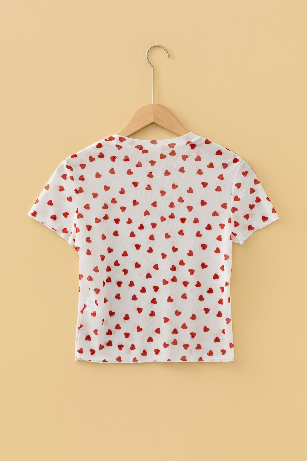 Sheer Heart Print Fitted Top Shopimist