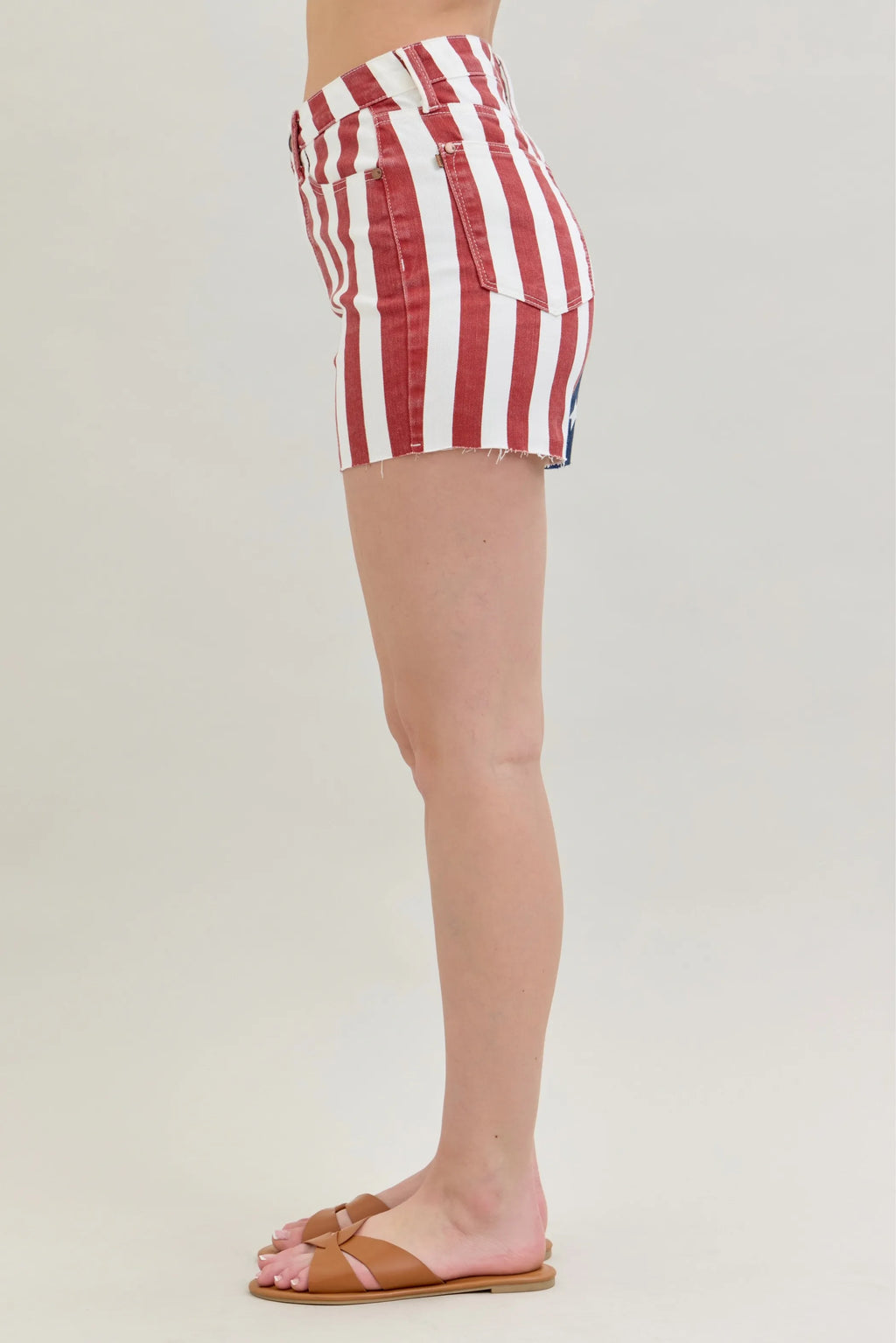 Judy Blue Full Size High Waist Americana Flag Fray Hem Shorts Plus Size Creative Chaos Boutique