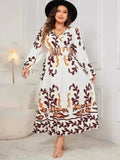 Plus Size Surplice Dress - Flounce Sleeve & Ruffled Hem | Femstylo Femstylo