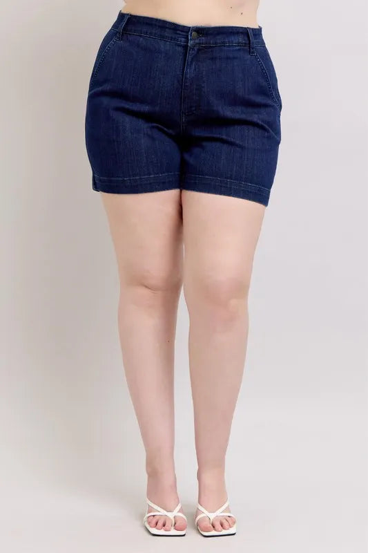 Judy Blue Full Size High Waist Denim Shorts Plus Size Selvanelle