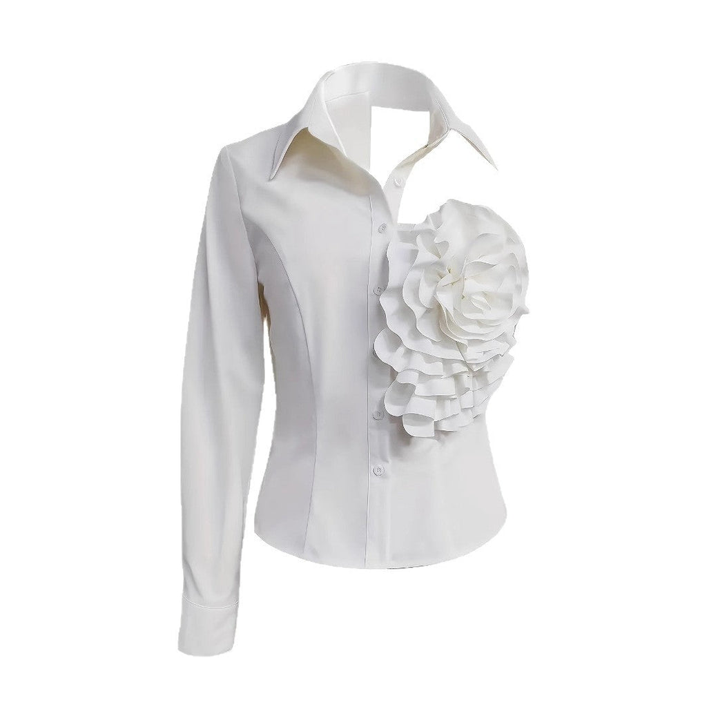White Blouse With A One-shoulder TOP See size chart under “more details” The Fashion Celestial