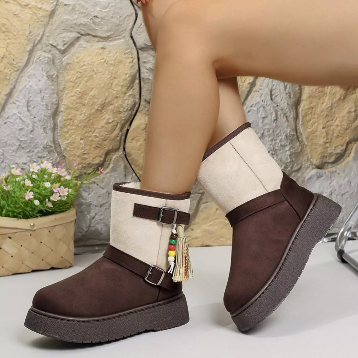 Bohemian Style Ankle Boots with Tassel Decor Simply Love