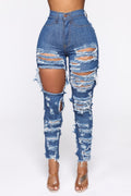 Women's Fashion Cut And Tear Stretchy Calf Jeans FLIPSTYLEZLLC