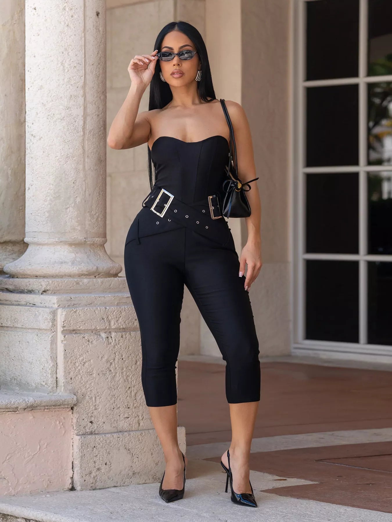 Belted Tube Skinny Jumpsuit Shopimist