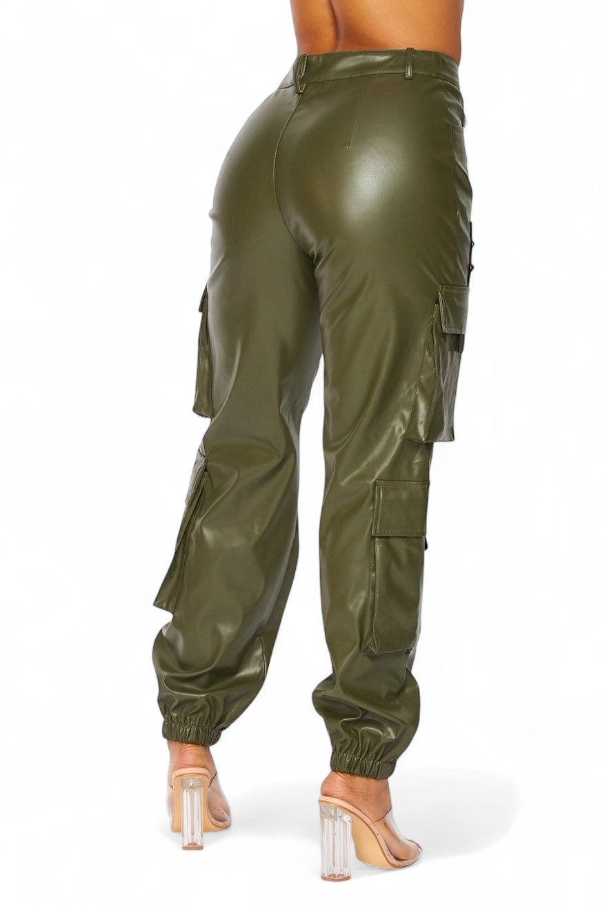 It's My Year Vegan Leather Cargo Jogger Pants The House of Stylez