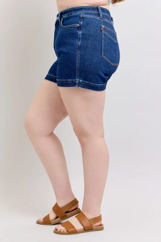 Judy Blue Full Size High Waist Tummy Control Denim Shorts Plus Size Berry Charmz