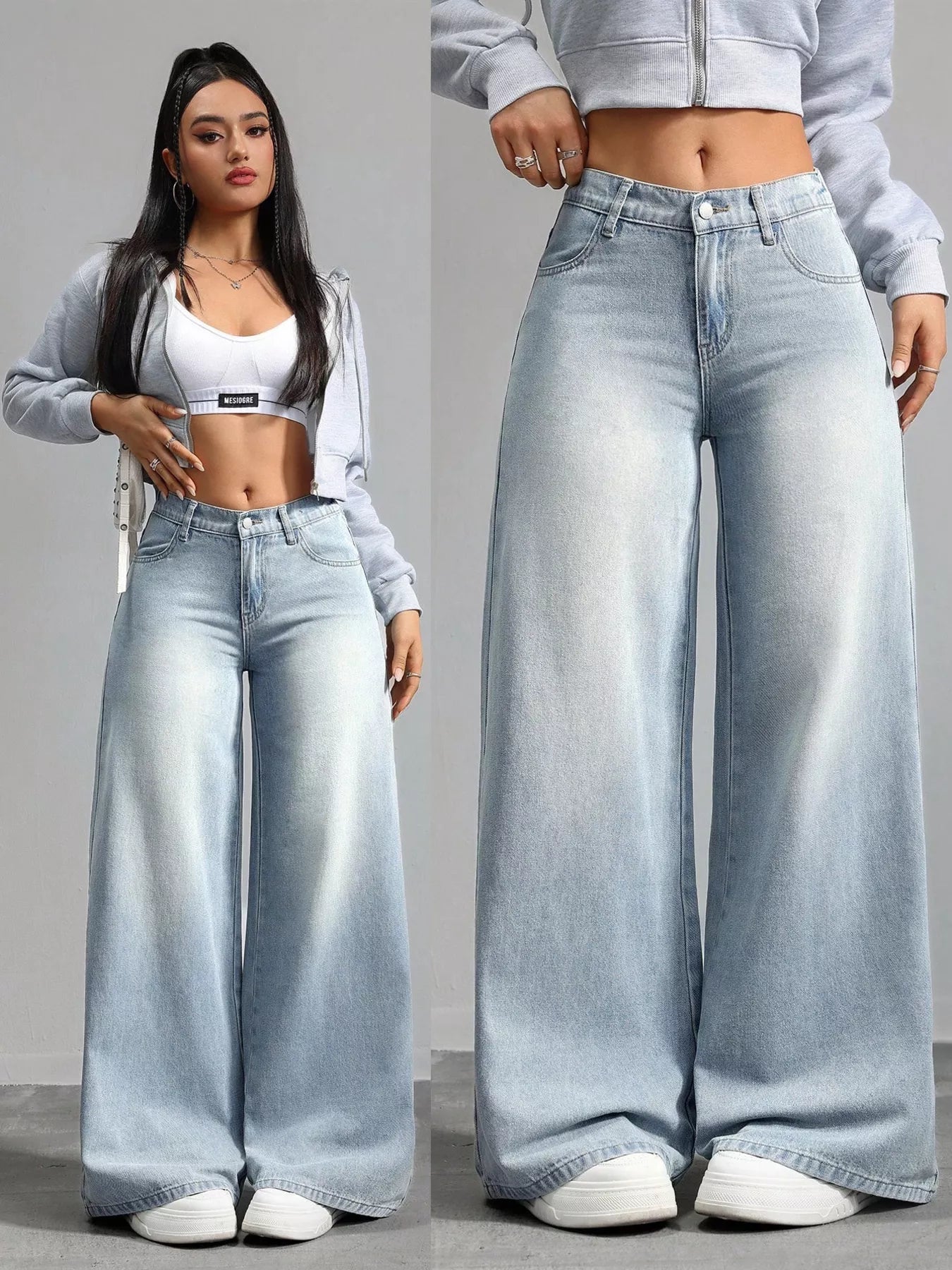 High Waisted Wide Leg Jeans Shopimist