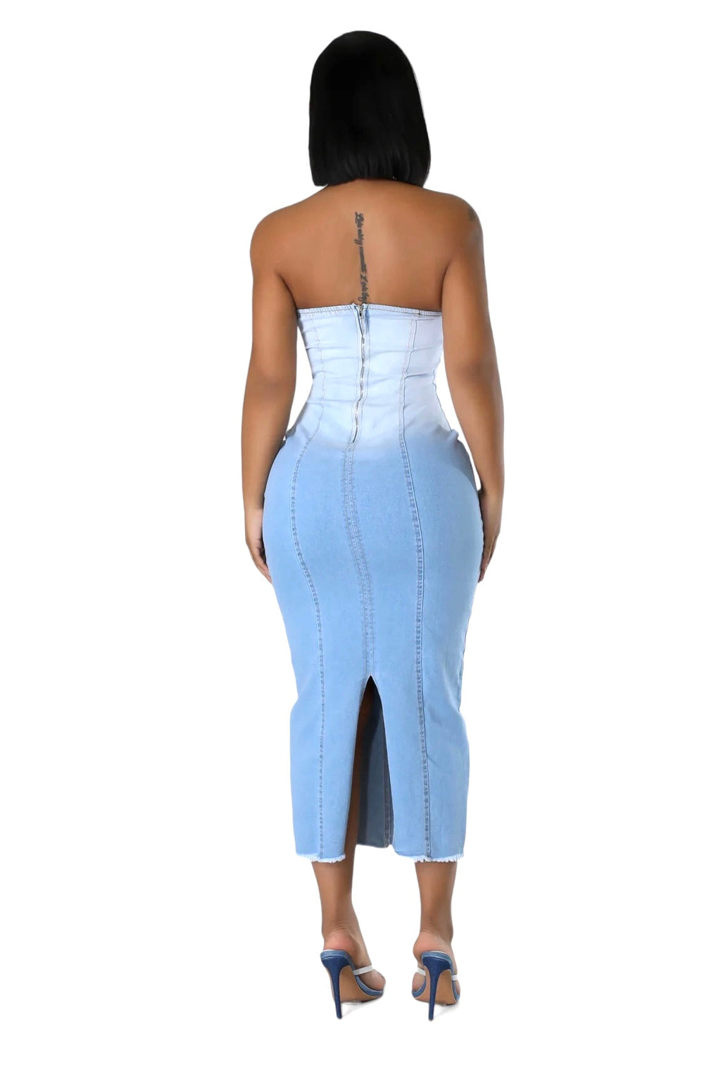 Strapless Denim Jean Midi Dress The House of Stylez