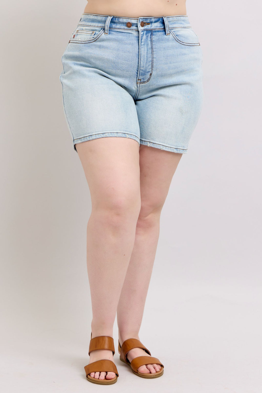 Judy Blue Plus Size Denim Shorts With Pockets 2 Button Closure Durable Comfort For Women Coco’s Tee Boutique