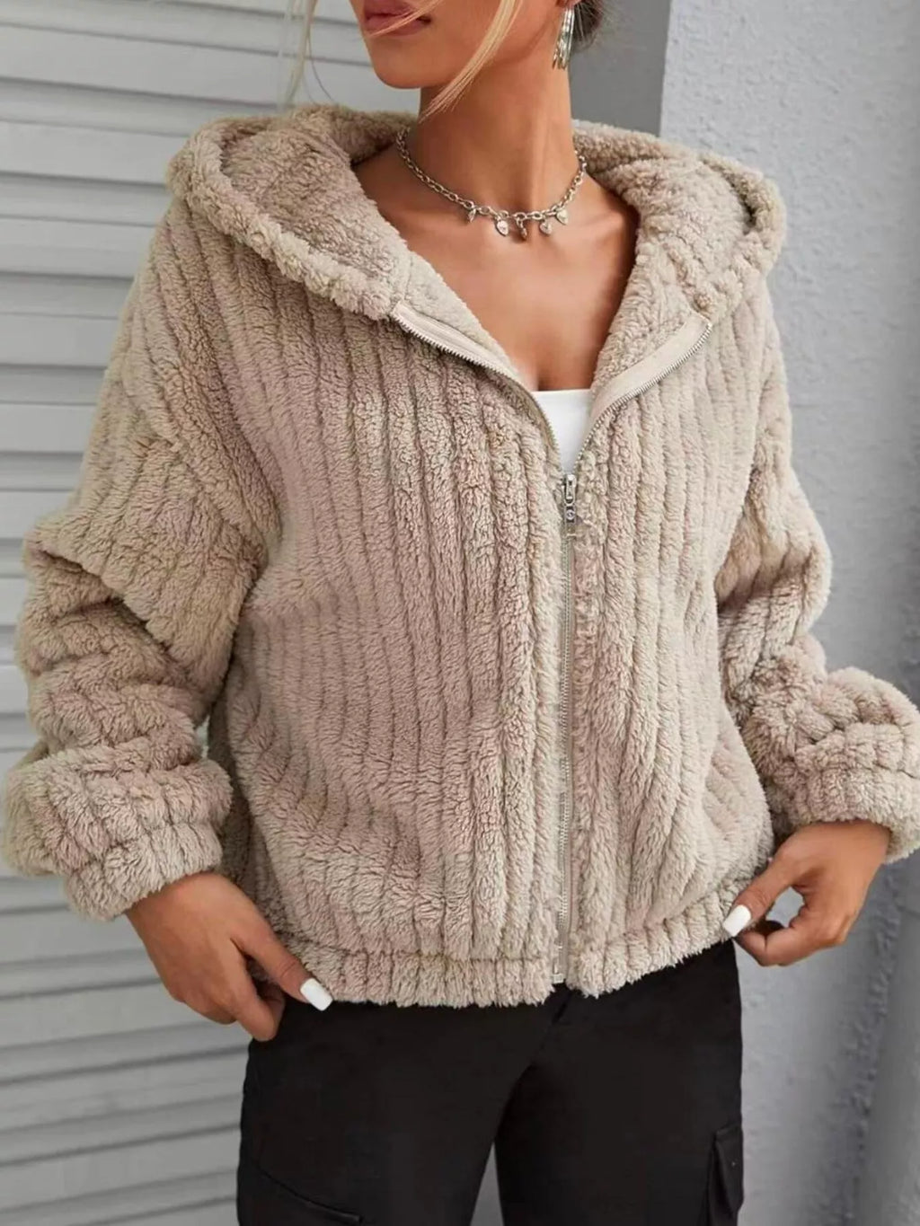 Teddy Bear Ear Hooded Fleece Outerwear Shopimist