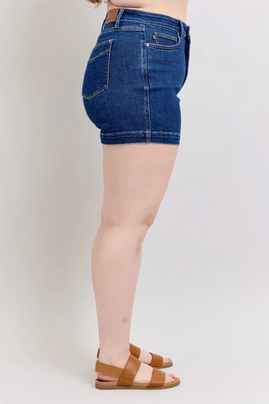 Judy Blue Full Size High Waist Tummy Control Denim Shorts Plus Size Berry Charmz