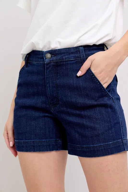 Judy Blue Full Size High Waist Denim Shorts Plus Size Selvanelle