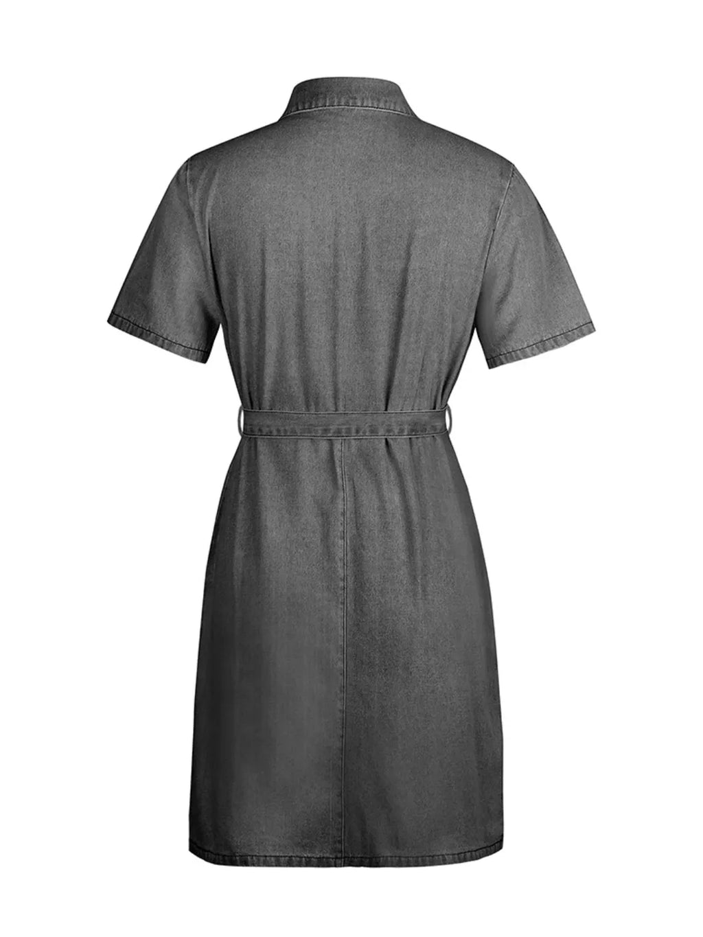 Full Size Zip Front Short Sleeve Denim Dress Plus Size Selvanelle