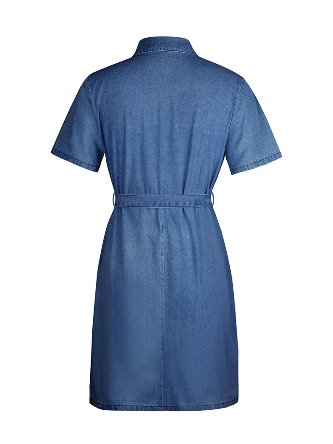 Full Size Zip Front Short Sleeve Denim Dress Plus Size Selvanelle