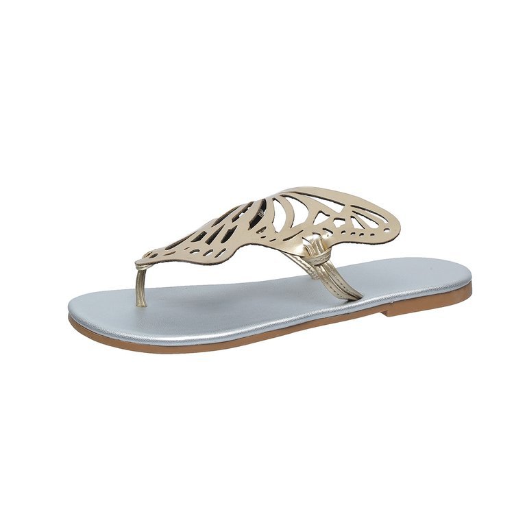 Women's Butterfly Cutout Flat Sandals | PU Open-Toe Slide Slippers Sarah Express