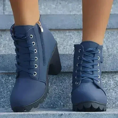 Leopard Print Ankle Boots - Chunky Heel Winter Shoes | Femstylo Femstylo