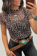 IN THE WILD ANIMAL PRINT MESH SHORT SLEEVE TOP WESTERN STYLIN'