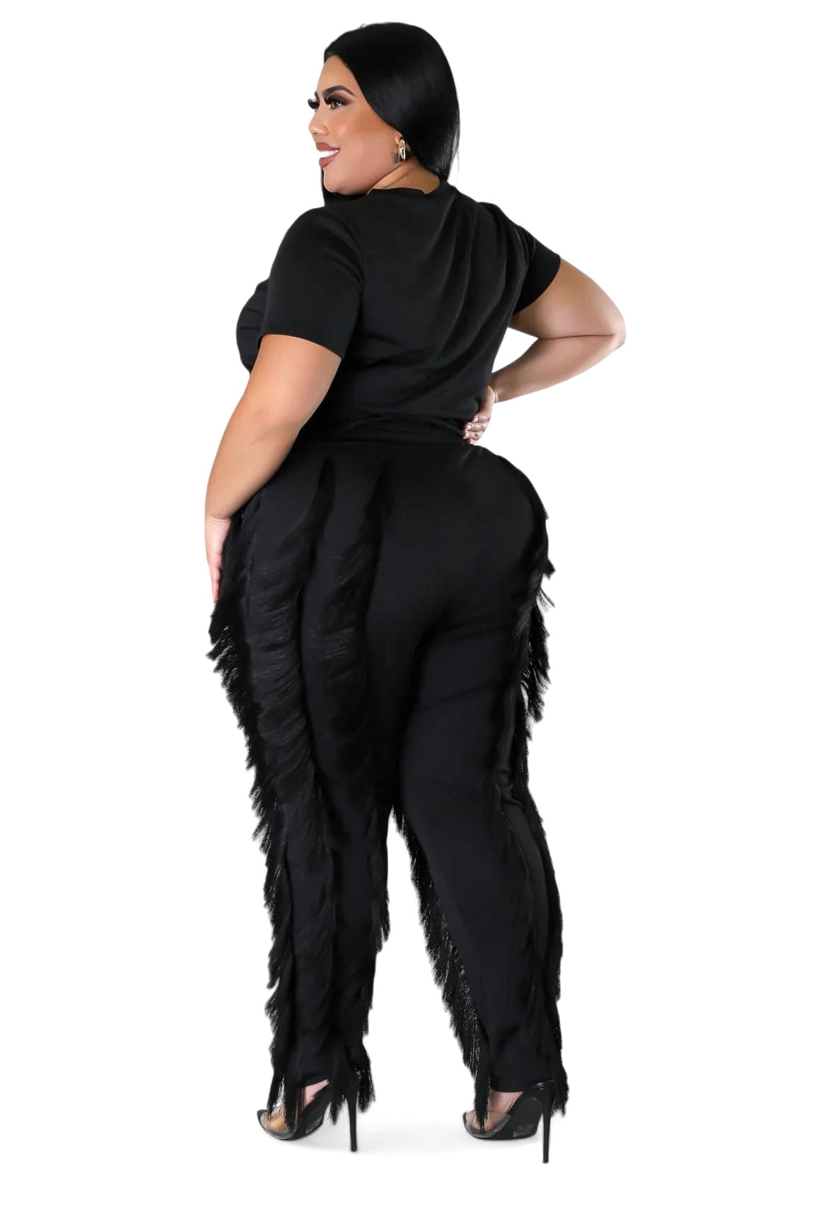 Curvy Short Sleeve Top Matching Tassel Pants The House of Stylez
