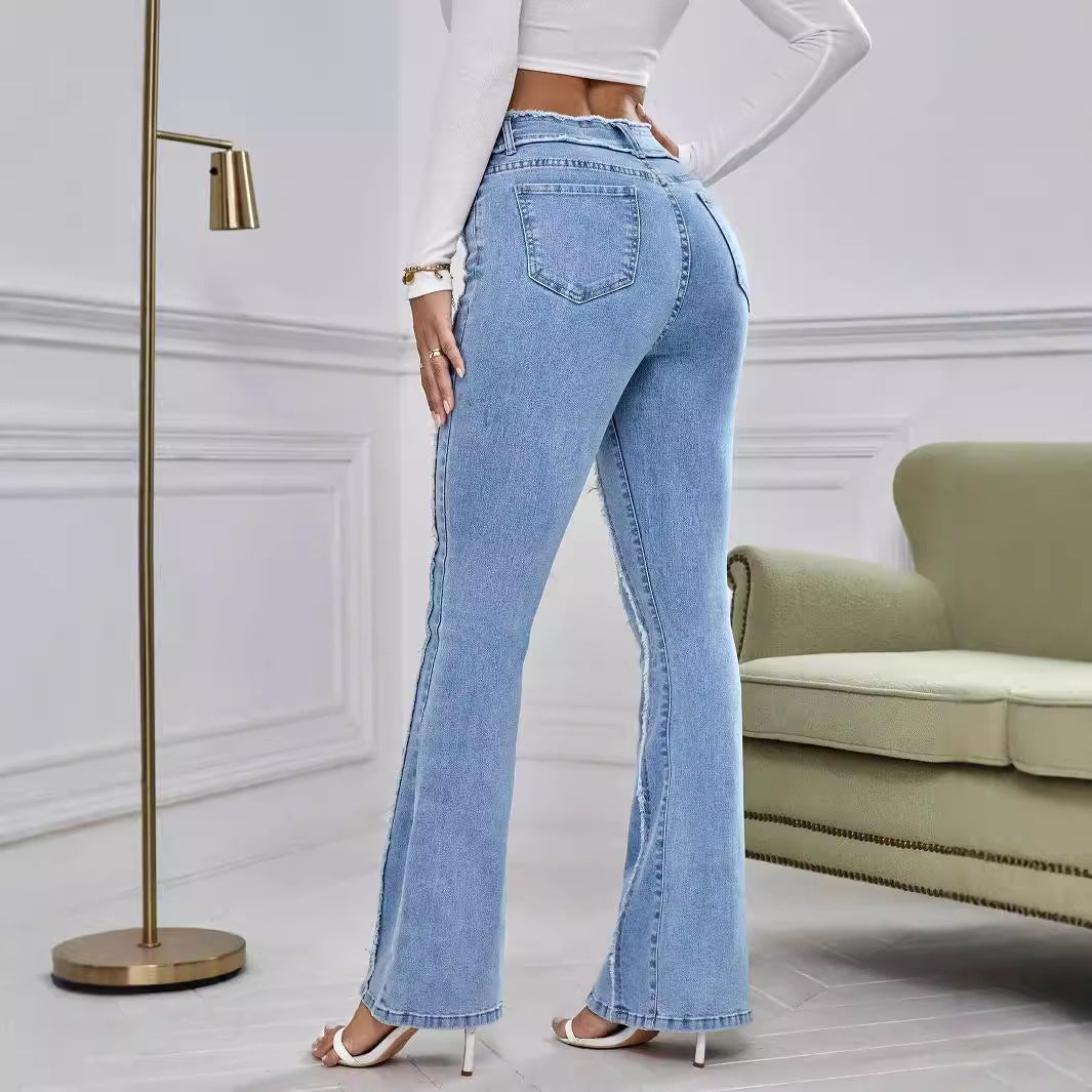 New Slightly Flared Wadding Edge Jeans For Women FLIPSTYLEZLLC