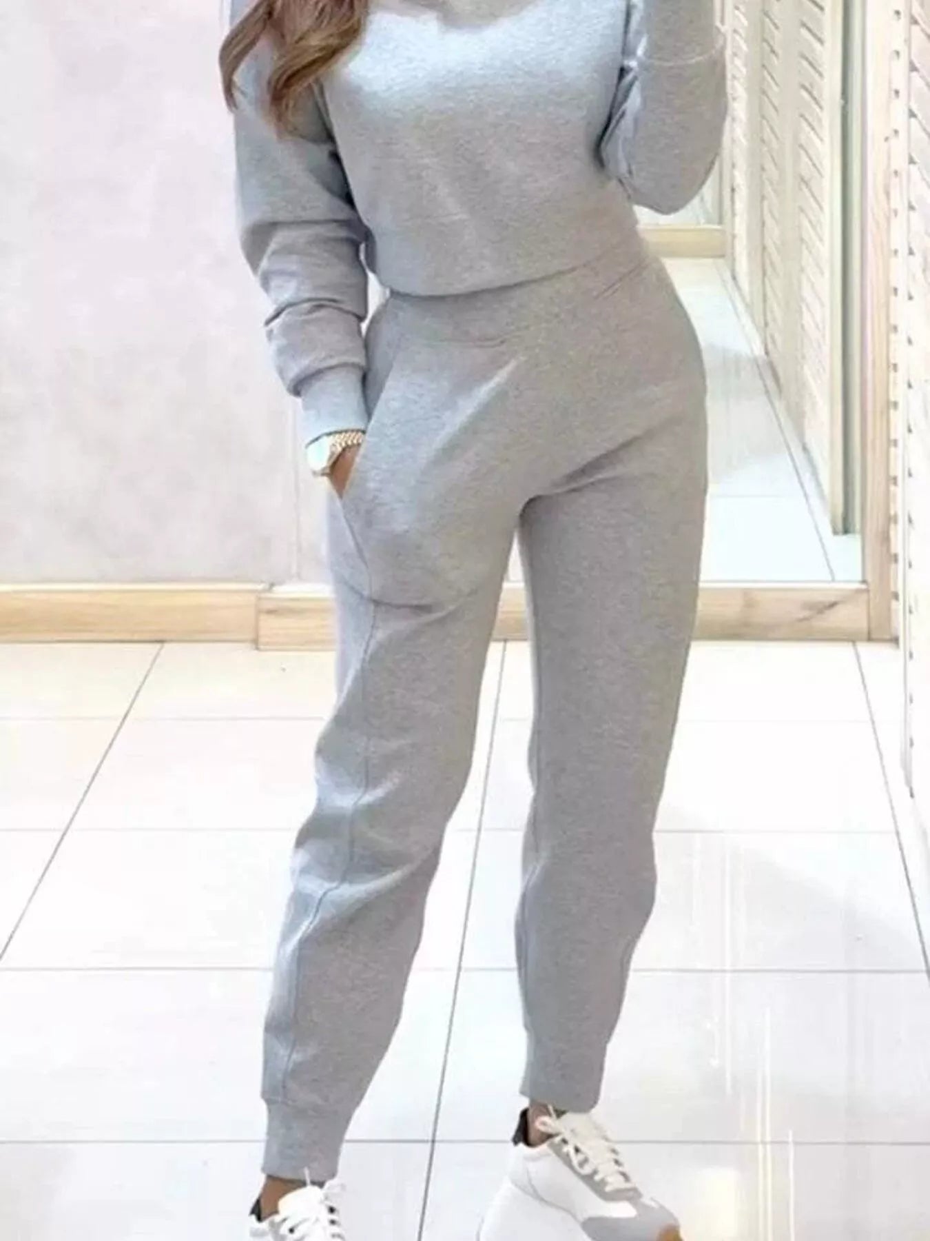 Casual Chic Cropped Sweatshirt and Jogger Set Simply Love