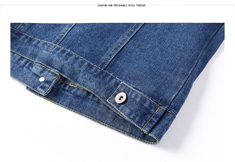 The Round Neck Casual Short Jacket Plus Size Denim Jacket Female Students FLIPSTYLEZLLC