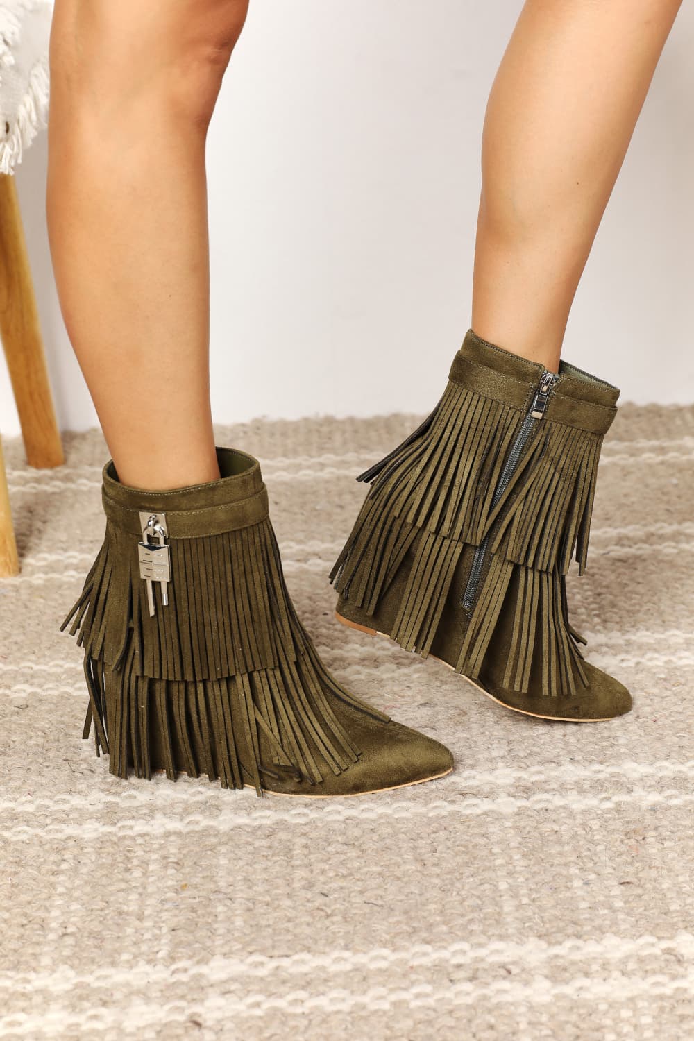Legend Women's Tassel Wedge Heel Ankle Booties MyGoodyShop.com