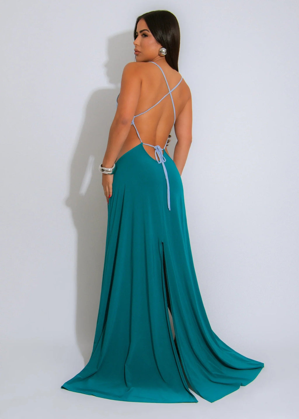 Ringed Open Back Slit Up Maxi Dress/Coverup Dress S&E Retail Expo