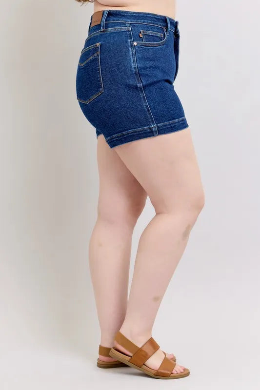 Judy Blue Full Size High Waist Tummy Control Denim Shorts Plus Size Berry Charmz