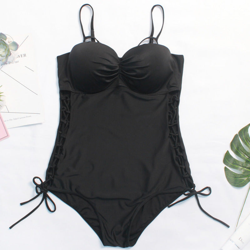 BLACK Plus size one-piece swimsuit FOR WOMEN FLIPSTYLEZLLC