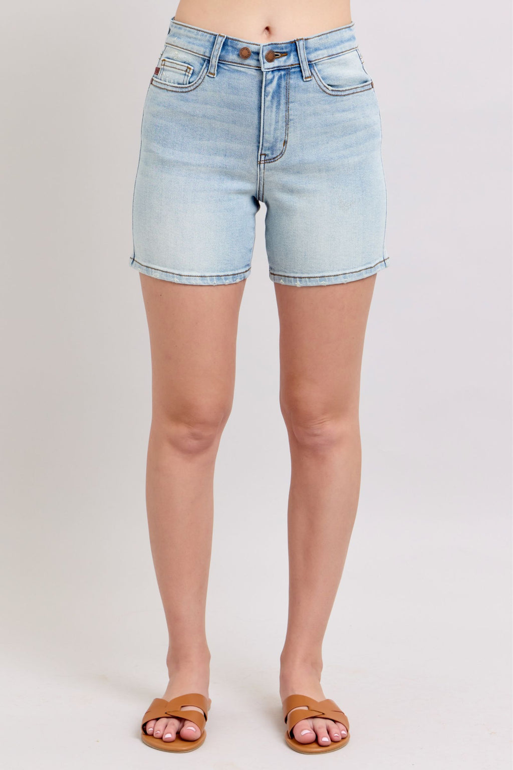 Judy Blue Plus Size Denim Shorts With Pockets 2 Button Closure Durable Comfort For Women Coco’s Tee Boutique