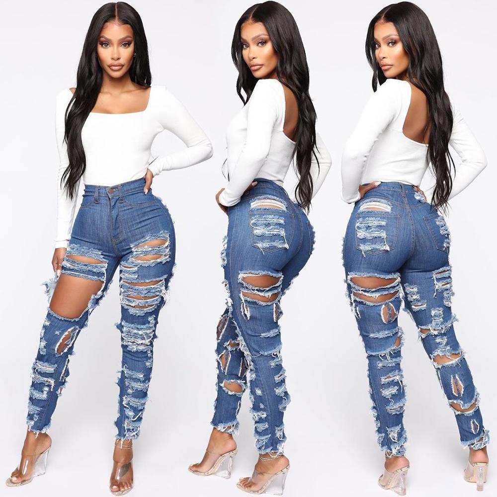Women's Fashion Cut And Tear Stretchy Calf Jeans FLIPSTYLEZLLC