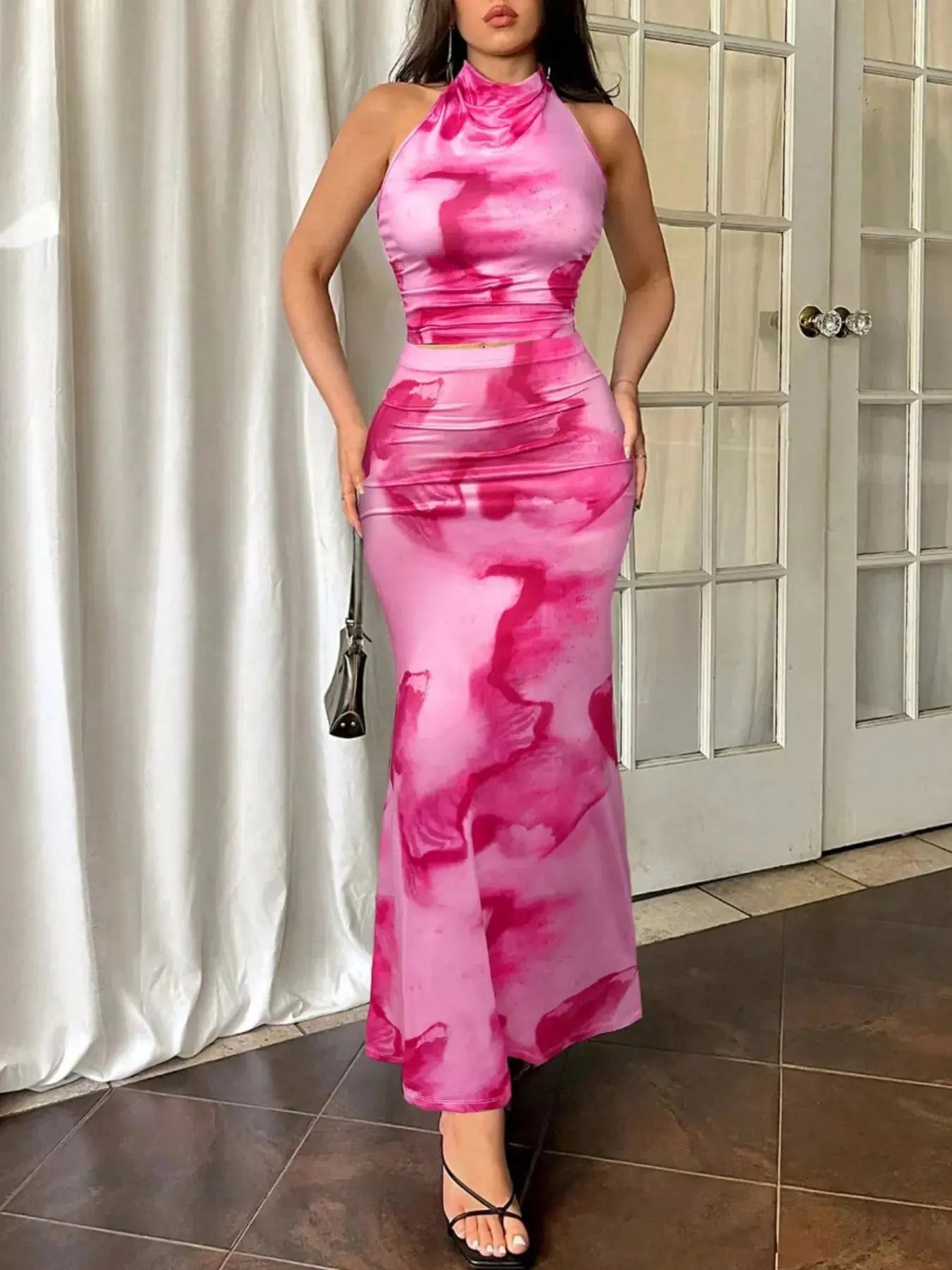 Tie-Dye Halter Top and Mermaid Skirt Set New Era Fashion LLc
