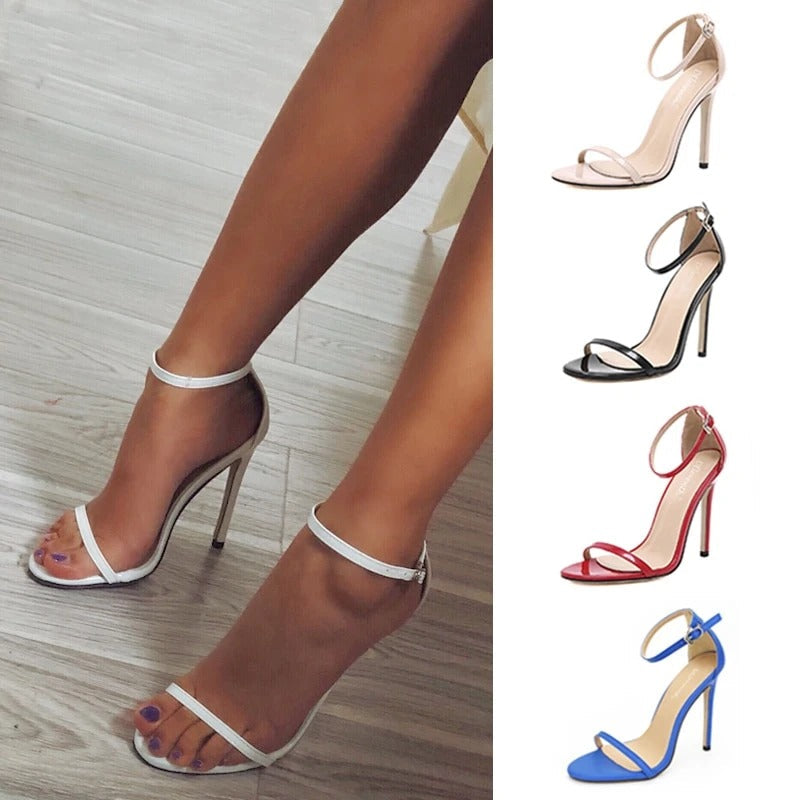 Women's Fish Mouth Stiletto Sandals | Buckle High Heel Open-Toe Heels Sarah Express