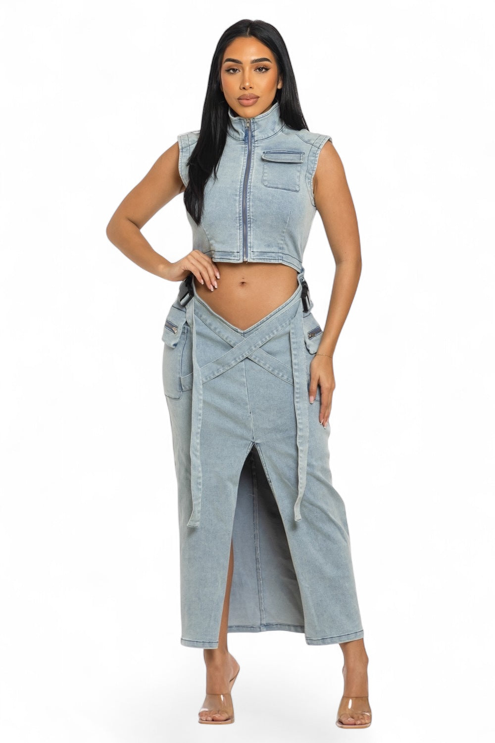 Modern Edge Denim Two Piece Denim Dress The House of Stylez
