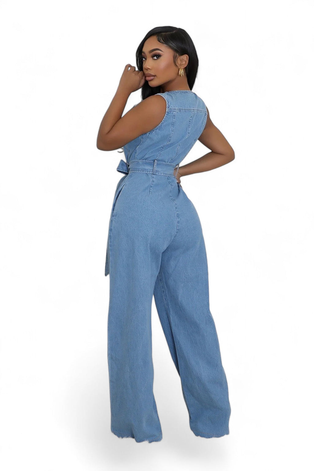 Denim Front Zipper Wide Leg Jumpsuit The House of Stylez