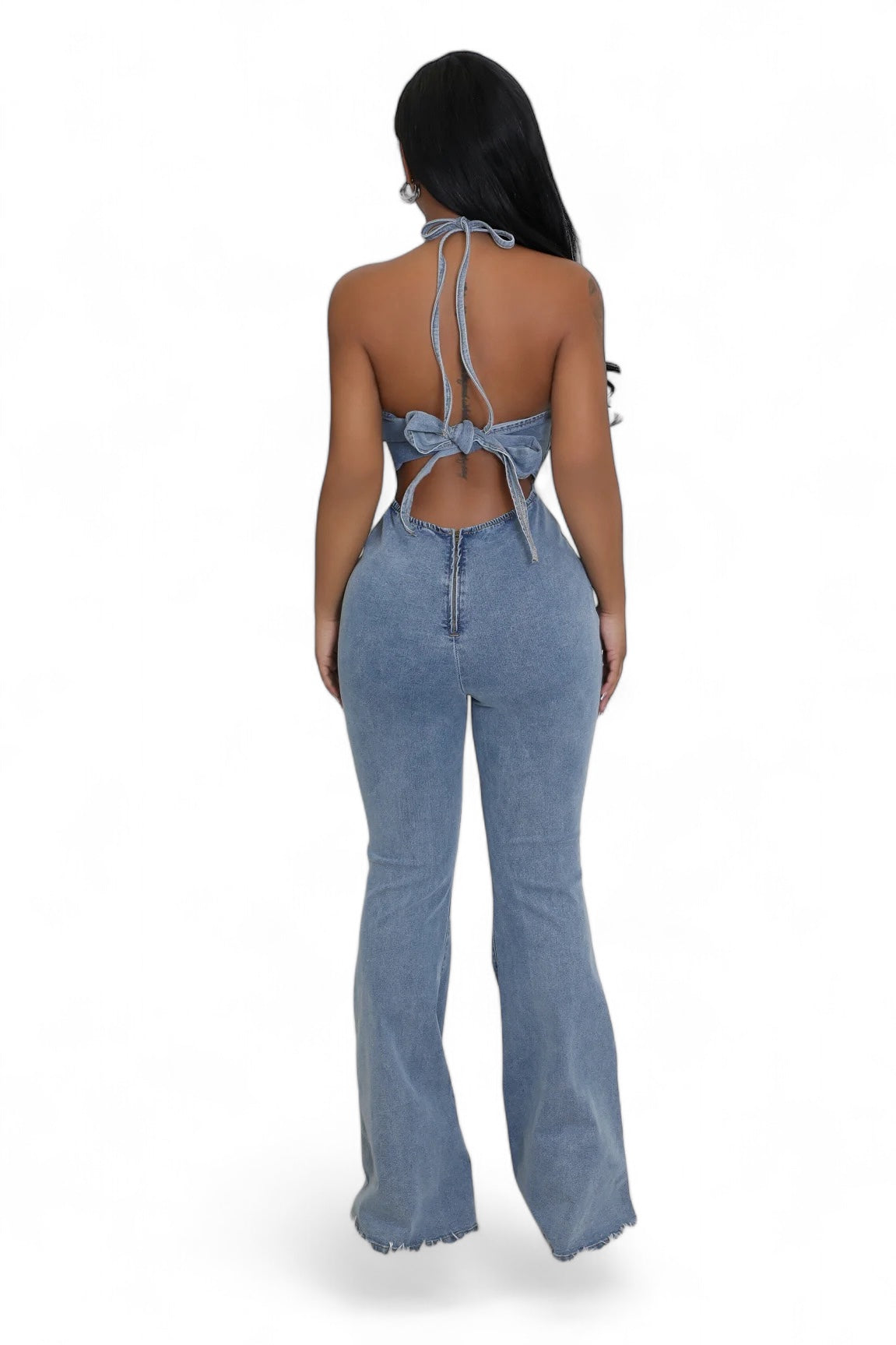 Denim Jean Halter Jumpsuit The House of Stylez
