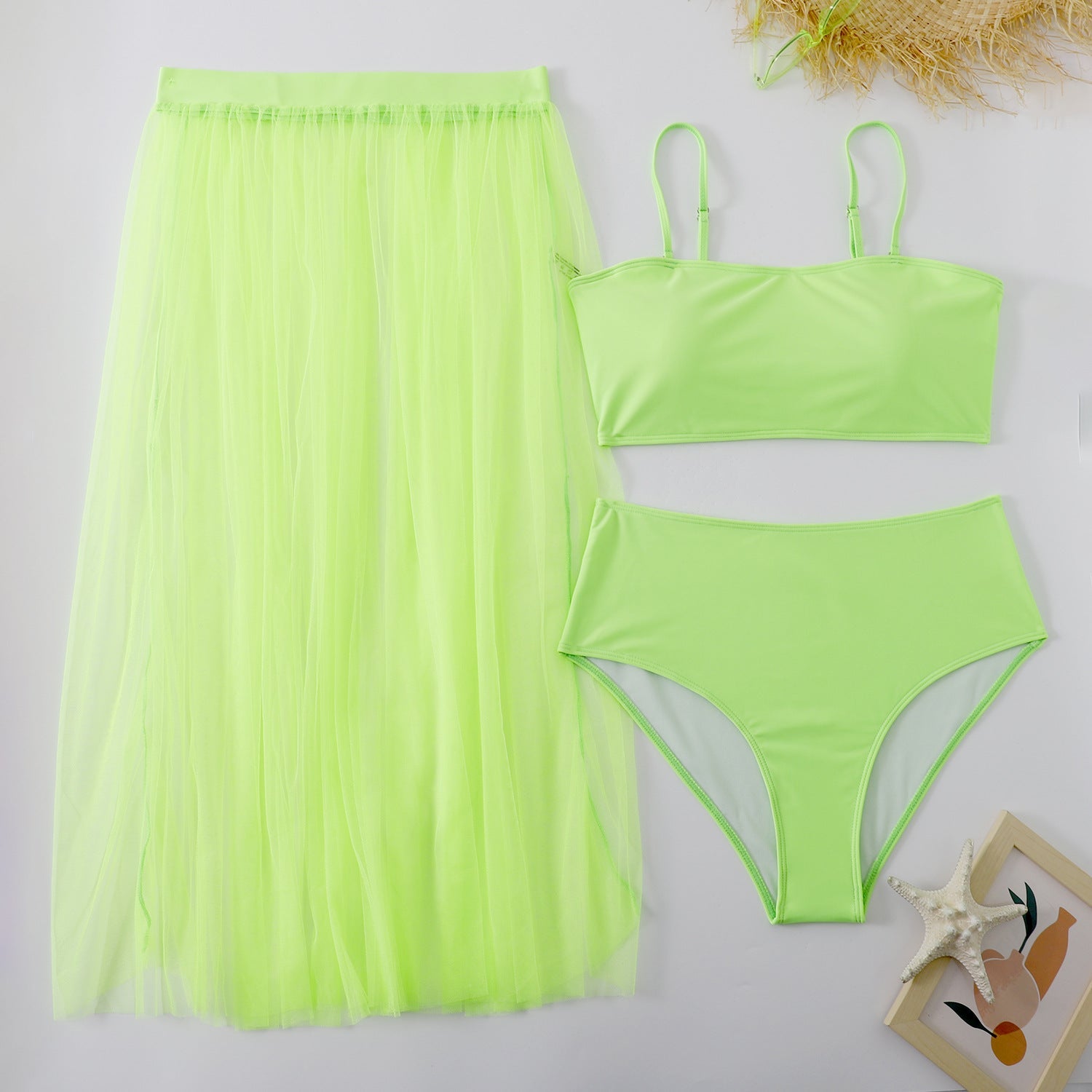 Plus Size Bikini Split Swimsuit Gauze Skirt FLIPSTYLEZLLC