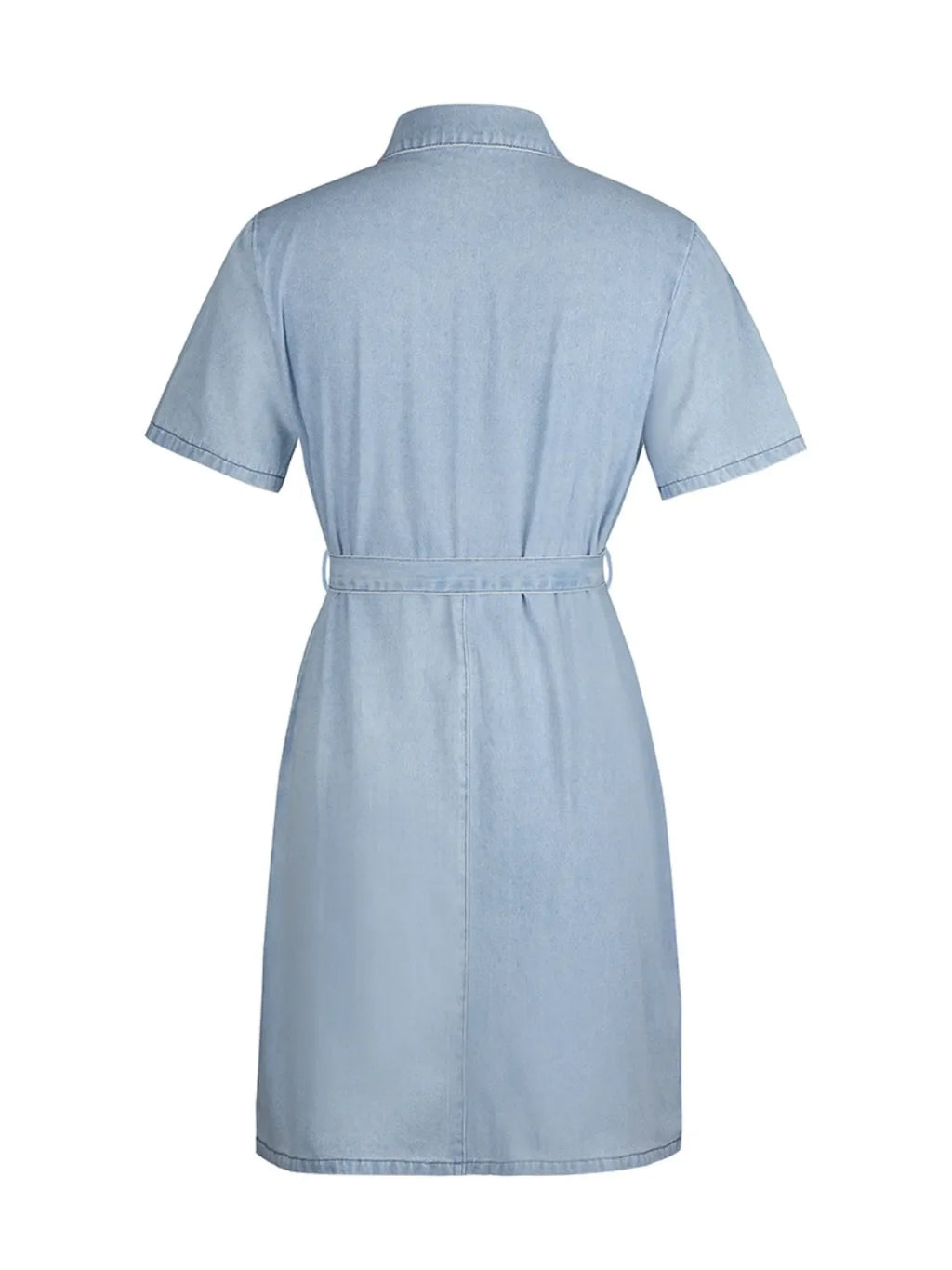 Full Size Zip Front Short Sleeve Denim Dress Plus Size Selvanelle