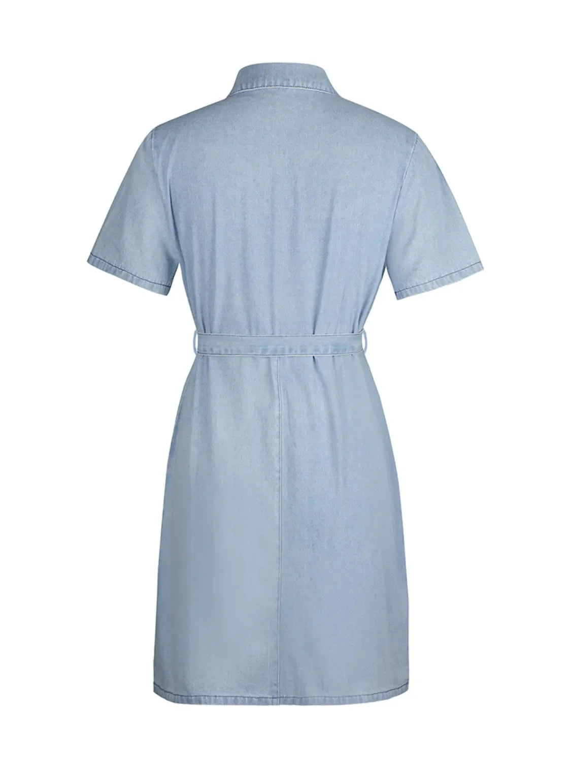 Full Size Zip Front Short Sleeve Denim Dress Plus Size Selvanelle