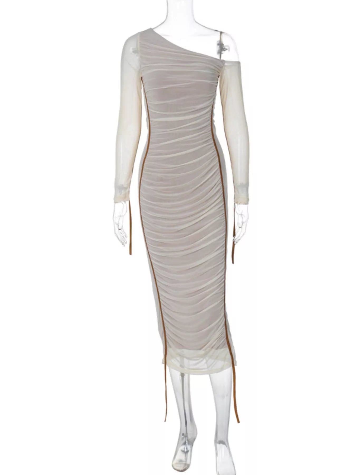 One-Shoulder Ruched Bodycon Midi Dress Shopimist
