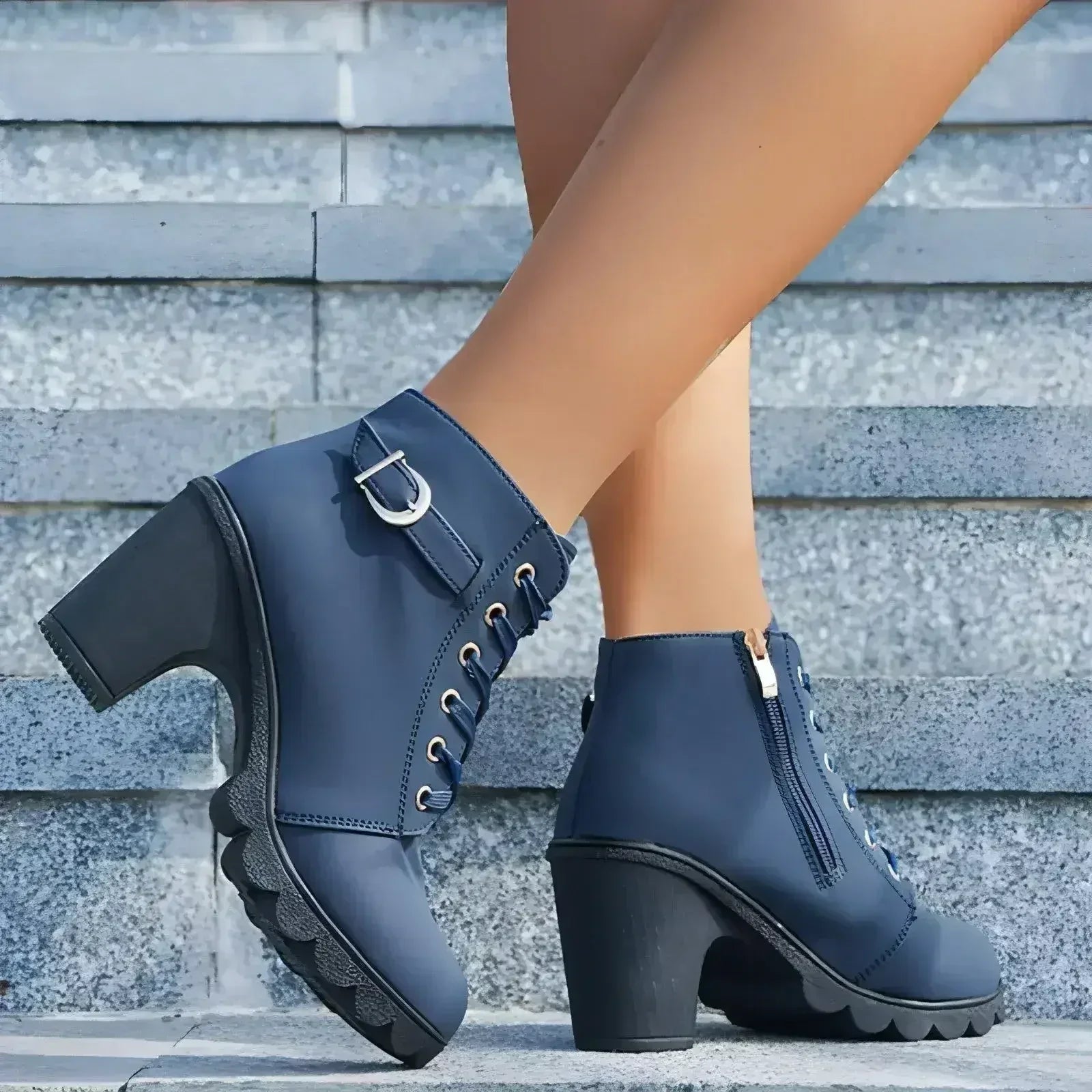 Leopard Print Ankle Boots - Chunky Heel Winter Shoes | Femstylo Femstylo