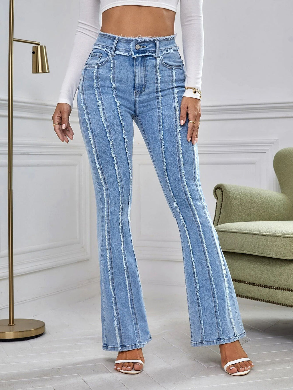 New Slightly Flared Wadding Edge Jeans For Women FLIPSTYLEZLLC