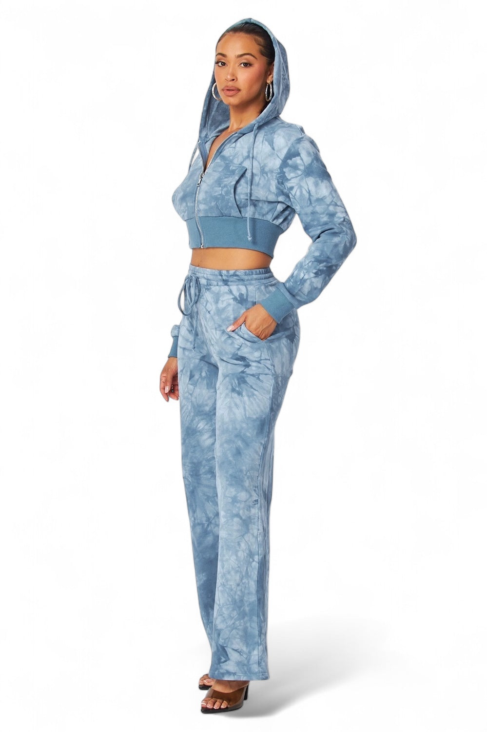Aaliyah Tie Dye Crop Hoodie & Straight Pants Set The House of Stylez
