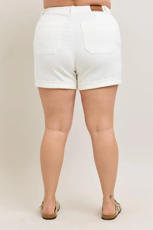 Judy Blue Full Size High Waist Cuff Denim Shorts Plus Size Selvanelle