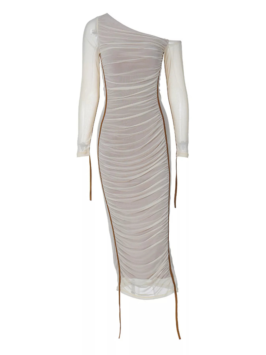 One-Shoulder Ruched Bodycon Midi Dress Shopimist