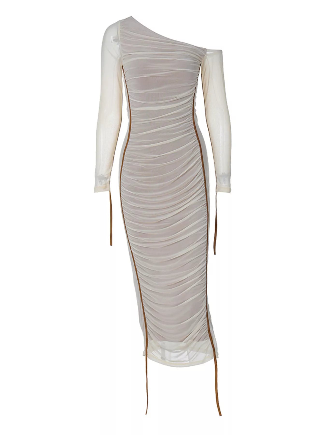 One-Shoulder Ruched Bodycon Midi Dress Shopimist
