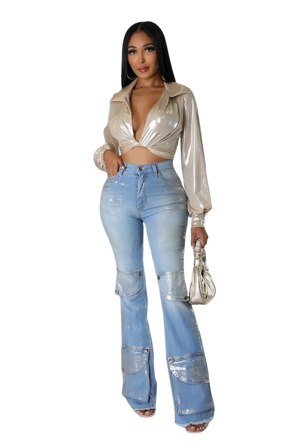 Foil Cargo Pocket Jean The House of Stylez