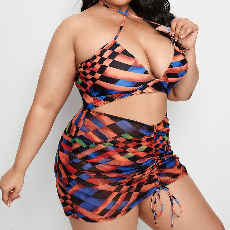 New Halter Strap Plus Size Three Piece Swimsuit FLIPSTYLEZLLC