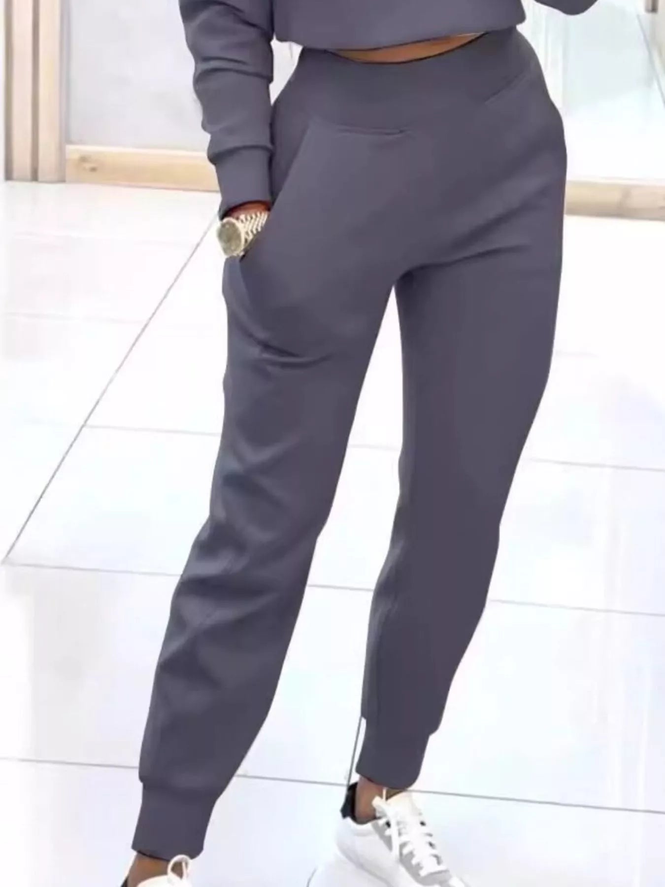 Casual Chic Cropped Sweatshirt and Jogger Set Simply Love