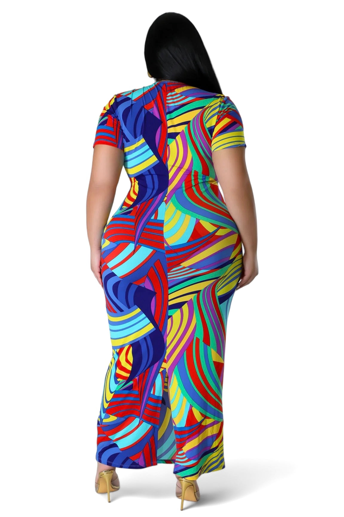 Curvy Multi Color V-NecK Maxi Dress The House of Stylez
